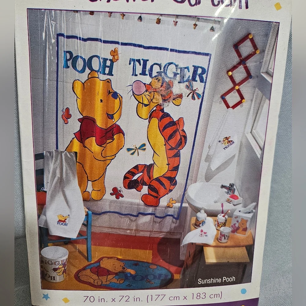 RARE! Disney Store NWT Vintage 90s Pooh & Tiger Shower Curtain Bathroom Decor